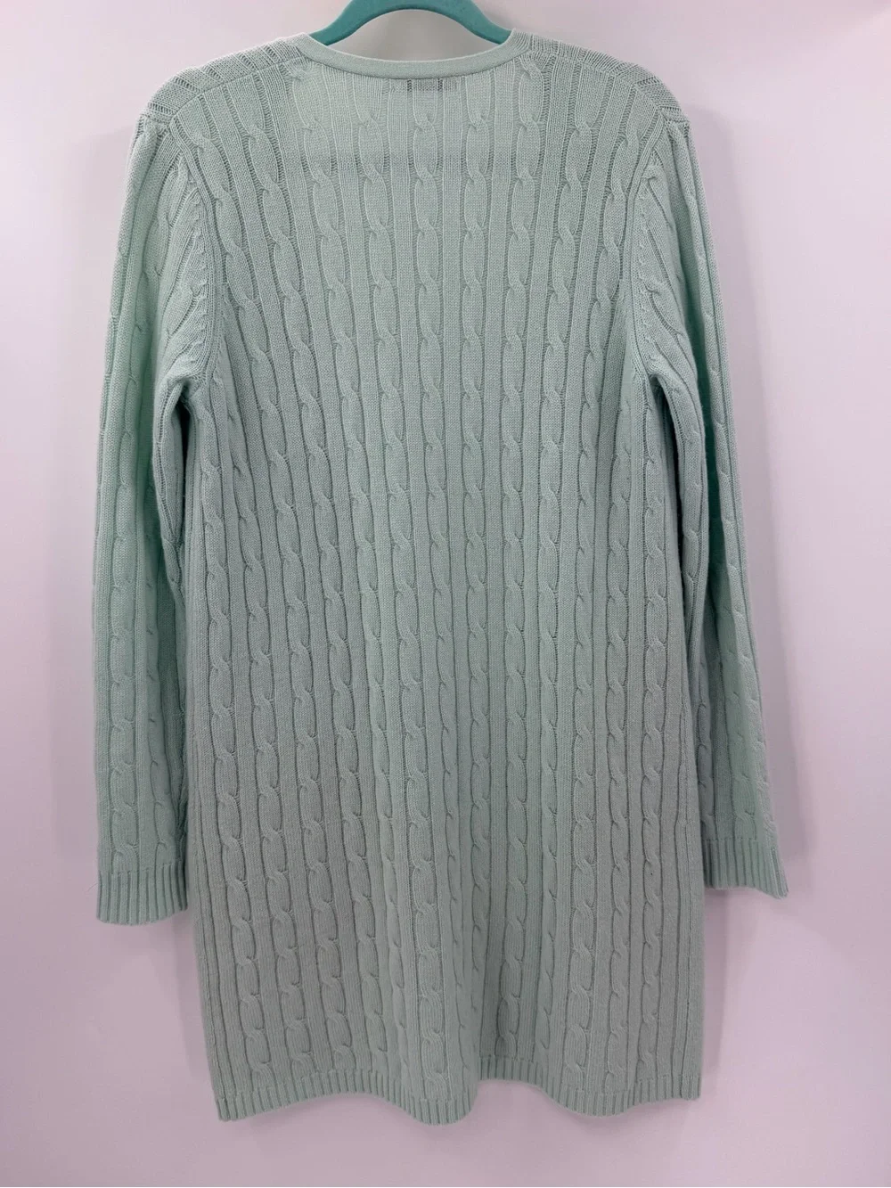 Caldwell and Townsend 100% Cashmere Cable Open Long Cardigan Sweater Medium